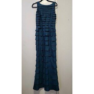 Adrianna Papell Occasions Tiered Gown Maxi Sleeveless Teal Size 4